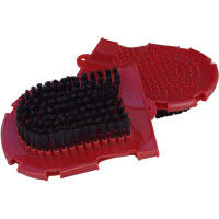 Grooming Glove with bristles and nubs red