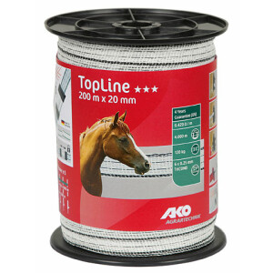 TopLine Fence Tape 200m - 20mm white-black