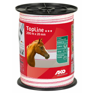 TopLine Plus Weidezaunband 200m - 20mm weiß-pink