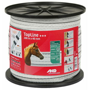 TopLine Plus Weidezaunband 200m - 40mm weiß-schwarz