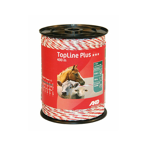 TopLine Plus, Weidezaunlitze 400m, weiß-rot, 9 x 0,3mm TriCOND