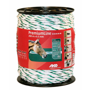 PremiumLine Fencing Rope 200m, 6,5mm, white-green