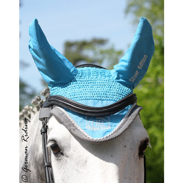 Fly bonnet "Exclusive Collection" Silver Edition turquoise-grey Pony