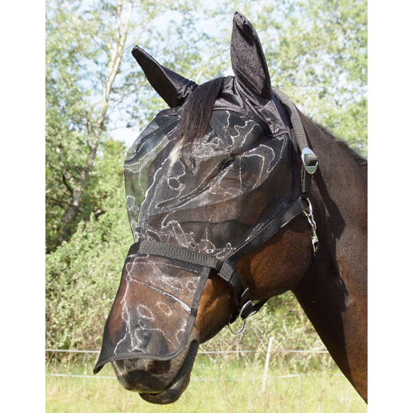 Halter with integrated fly mask black Shetty