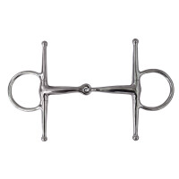 Snaffle with cheeks, stainless steel, jointed mouthpiece 14,5cm