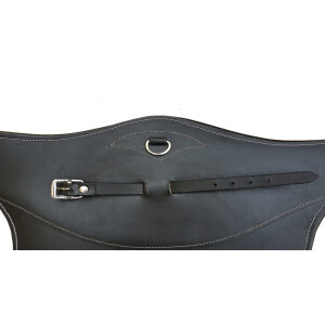 Leather saddle girth with studprotection black 125 cm