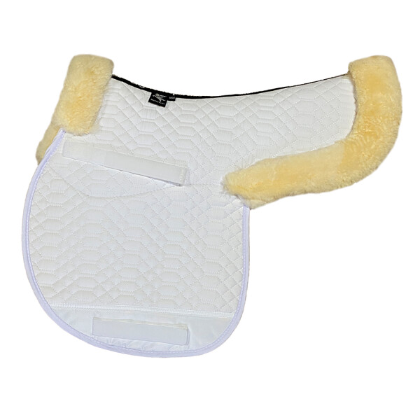 Contoured saddle pad with pommel roll and cantle roll white nature