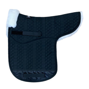 Contoured saddle pad with pommel roll black white