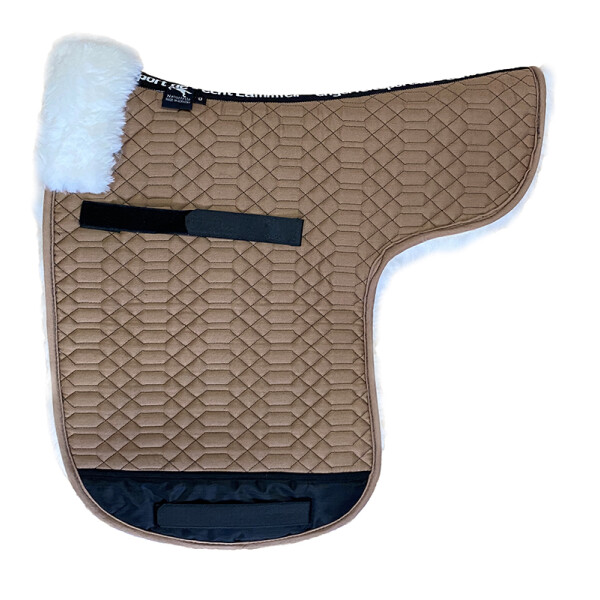 Contoured saddle complete lining and pommel roll camel white